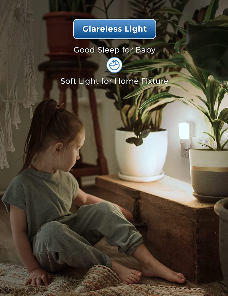 LOHAS Dimmable LED Night Light, Night Lights Plug into Wall, Dusk-To-Dawn Sensor, Daylight White 5000K, Adjustable Brightness 5-80Lm Sleep Nightlight for Baby Nursery Bathroom Hallway, 2 Pack