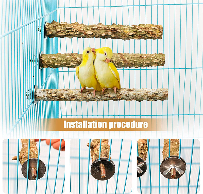 4PCS Wood Bird Perch Stand for Cage, Wooden Prickly Parrot Perch Paw Grinding Climbing Standing Stick Exercise Toy Bird Stand Cage Accessories for Budgies, Parakeet, Cockatiel, Conure,Lovebirds (H01) Animals & Pet Supplies > Pet Supplies > Bird Supplies Roundler   