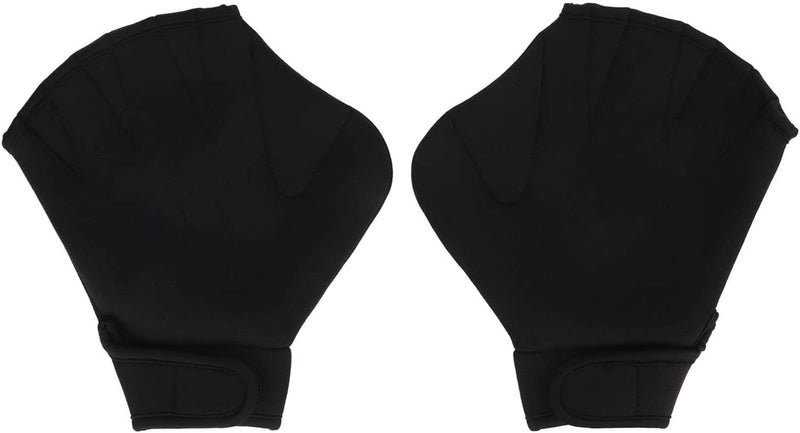 VGEBY Swimming Gloves, 2Pcs Swimming Webbed Gloves Open Fingers Adjustable Swimming Training Gloves with Wrist Strap for Swimming Diving Black Sporting Goods > Outdoor Recreation > Boating & Water Sports > Swimming > Swim Gloves VGEBY Medium  