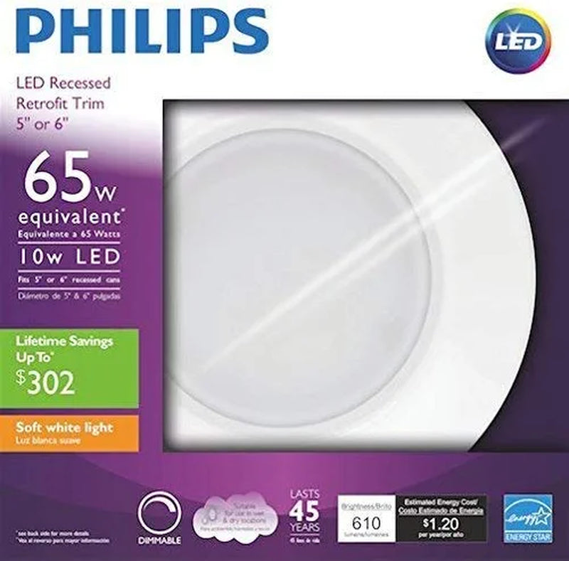 Philips LED Myliving Dimmable 5”/6” Downlight Recessed Lighting Fixture: 650-Lumens, 2700-Kelvin, 11-Watt (65-Watt Equivalent), E26 Medium Screw Base, Soft White, 6-Pack Home & Garden > Lighting > Flood & Spot Lights Philips Lighting   