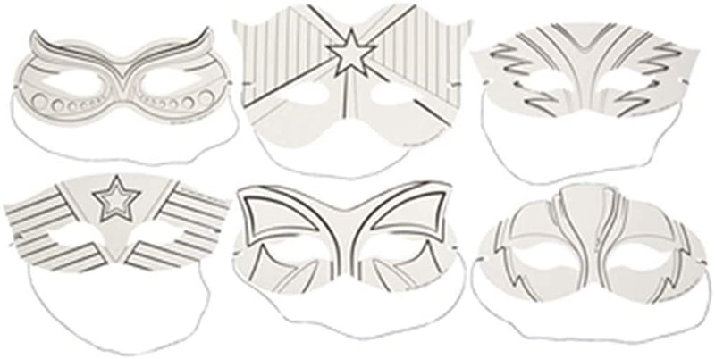 Playside Creations Color Your Own Paper Superhero Masks - Party and Halloween - 24 Count White - Ages 3-99 Apparel & Accessories > Costumes & Accessories > Masks Craft supply   