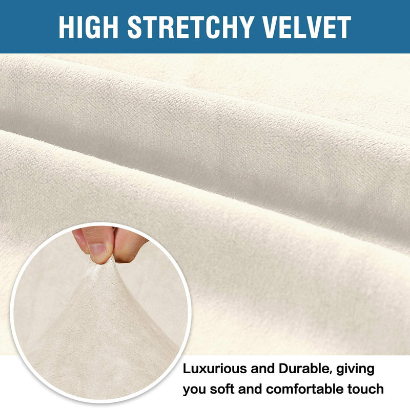 H.VERSAILTEX Stretch Velvet Sofa Covers for 3 Cushion Couch Covers Sofa Slipcovers Furniture Protector Soft with Non Slip Elastic Bottom, Crafted from Thick Comfy Rich Velour (Sofa 70"-96", Ivory) Home & Garden > Decor > Chair & Sofa Cushions H.VERSAILTEX   