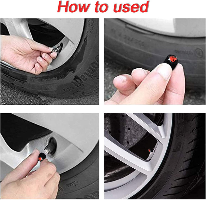 Skull Car Wheel Tire Valve Stem Caps, Airtight Dust Proof Covers, 4 Pack Universal Tire Air Valve Caps for Cars, Trucks, Bicycles, Car Accessories for Men and Women (Red) Sporting Goods > Outdoor Recreation > Winter Sports & Activities YALOK-Tire Valve Stem Caps9   