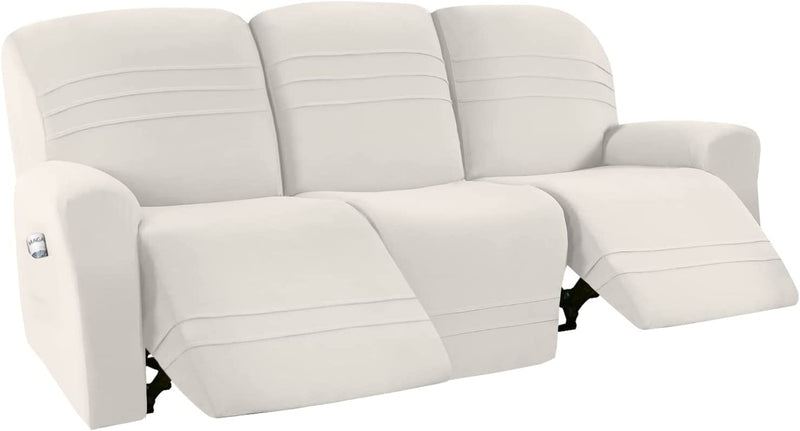 H.VERSAILTEX 2022 New Version 5-Pieces Recliner Sofa Covers Stretch Reclining Couch Covers for 3 Cushion Reclining Sofa Slipcovers Furniture Covers Form Fit Customized Style Thick Soft, Gray Home & Garden > Decor > Chair & Sofa Cushions H.VERSAILTEX Ivory  