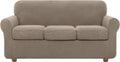 Couch Covers for 3 Cushion Couch Sofa, NORTHERN BROTHERS 4 Pieces Stretch Soft Sofa Couch Slipcovers for 3 Seat Cushion Couch, Washable Pet Sofa Furniture Covers for Living Room (Chocolate)