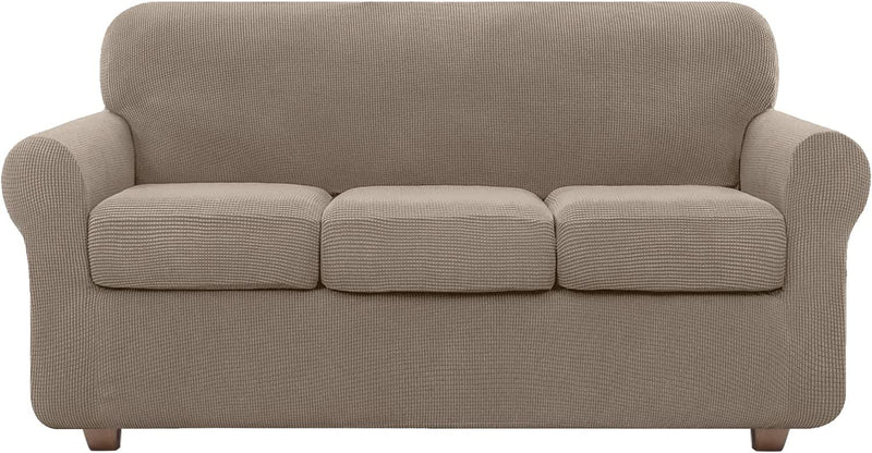 Couch Covers for 3 Cushion Couch Sofa, NORTHERN BROTHERS 4 Pieces Stretch Soft Sofa Couch Slipcovers for 3 Seat Cushion Couch, Washable Pet Sofa Furniture Covers for Living Room (Chocolate) Home & Garden > Decor > Chair & Sofa Cushions NORTHERN BROTHERS Sand  