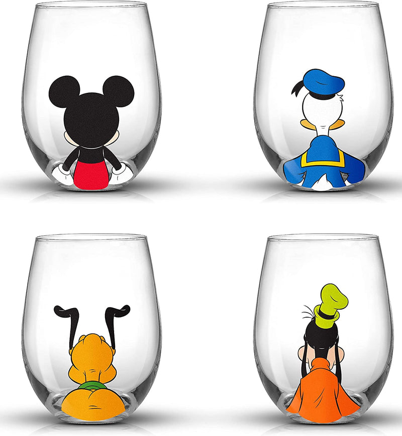 Joyjolt Spirits Stemless Wine Glasses for Red or White Wine (Set of 4)-15-Ounces Home & Garden > Kitchen & Dining > Tableware > Drinkware JoyJolt Mickey Mouse Squad  