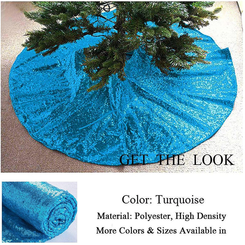 Teal Christmas Tree Skirt, 30 Inch(78Cm) Turquoise Blue Sequin Double Layers Tree Mat for Xmas Party and Performance Home & Garden > Decor > Seasonal & Holiday Decorations > Christmas Tree Skirts Junrui   