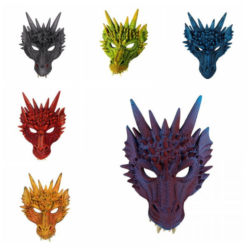 4D Dragon Mask Half Face Mask for Adult Kids Teens, Halloween Costume Party Mask Cosplay Party Decoration Apparel & Accessories > Costumes & Accessories > Masks GETFIT Green  