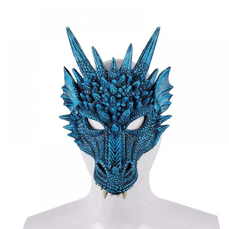 4D Dragon Mask Half Face Mask for Kids Teens Halloween Costume Party Cosplay Party Decoration Apparel & Accessories > Costumes & Accessories > Masks Tinkercad Blue  