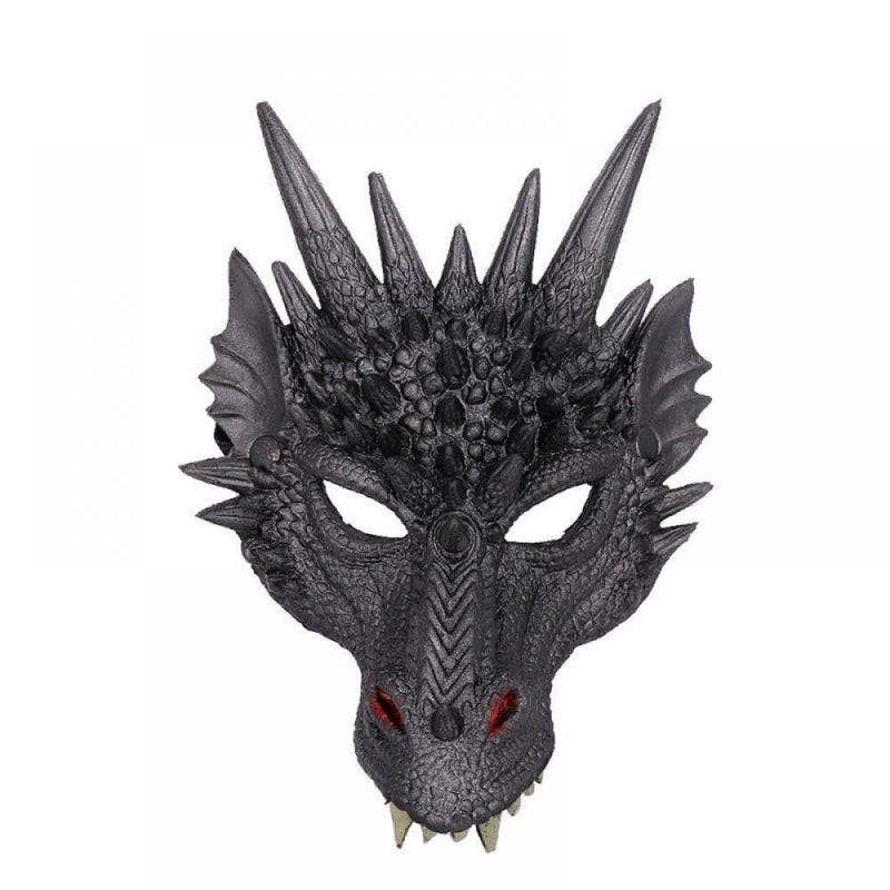 4D Dragon Mask Halloween Party Costume Cosplay for Adults Men, Scary Animal Half Face Masks Apparel & Accessories > Costumes & Accessories > Masks Yinrunx Black  