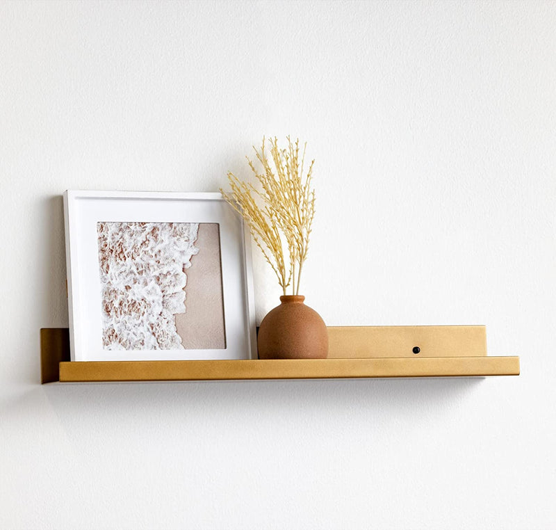 Infinite Design Floating Metal Wall Shelf – Minimalist Premium Floating Shelves MADE in USA | Easily Mounted, Perfect Floating Shelf for Your Living Room, Kitchen, Bathroom or Bedroom | White, 24 Inch Furniture > Shelving > Wall Shelves & Ledges Generic Gold 24 Inch 