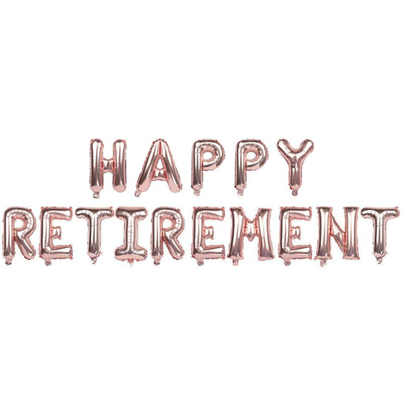 Riapawel H87878J7 Affordable 16 Inch Letter Happy Retirement Foil Balloon Birthday Party Decoration Event Supplies Helum Balloons Arts & Entertainment > Party & Celebration > Party Supplies Fancyqube Rose Gold  