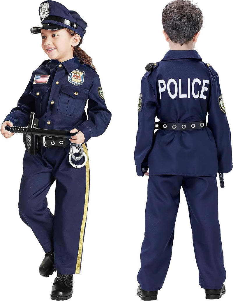 Joycover Police Officer Costume for Kids - Deluxe Police Costume for Kids with Accessories, Kids Halloween Costumes for Boys Girls, Cop Costume Role Play Kit for Halloween Career Day-S  Joycover   