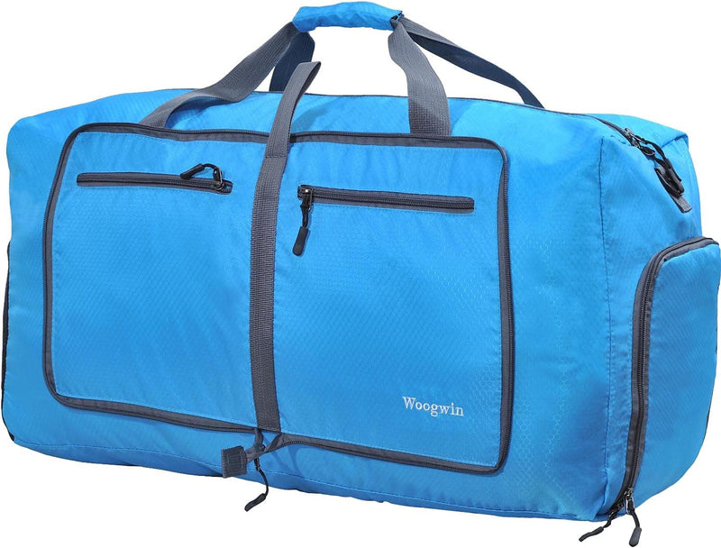 Woogwin Travel Duffel Bag Large Foldable Waterproof Overnight Bag for Beach Swim Bags Pool Sports Gym (60L Black) Home & Garden > Household Supplies > Storage & Organization woogwin 60L Blue  