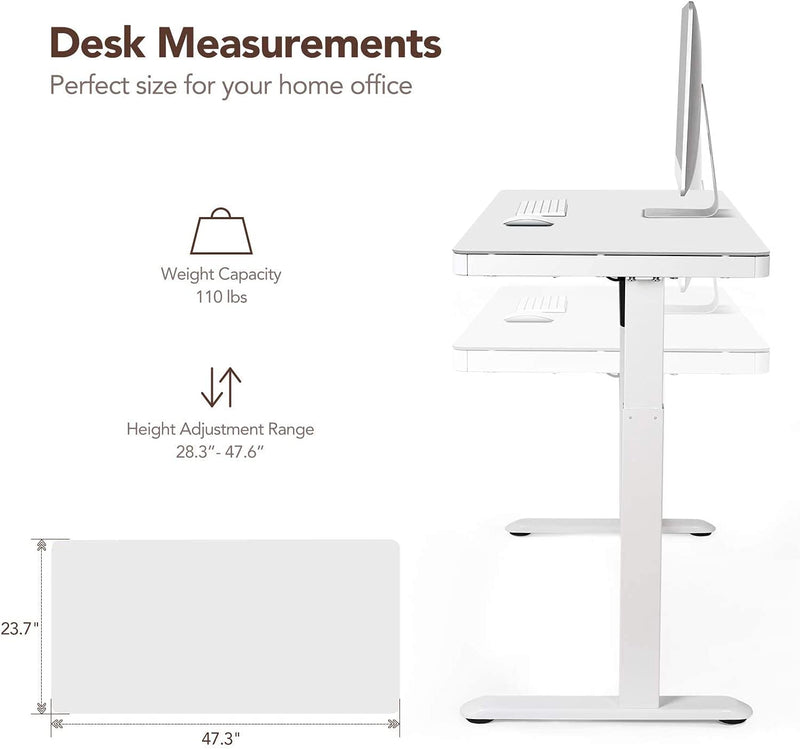 FLEXISPOT EW8 Comhar Electric Standing Desk with Drawers Charging USB a to C Port, Height Adjustable 48" Whole-Piece Quick Install Home Office Computer Laptop Table with Storage (White Top + Frame) Home & Garden > Household Supplies > Storage & Organization FLEXISPOT   