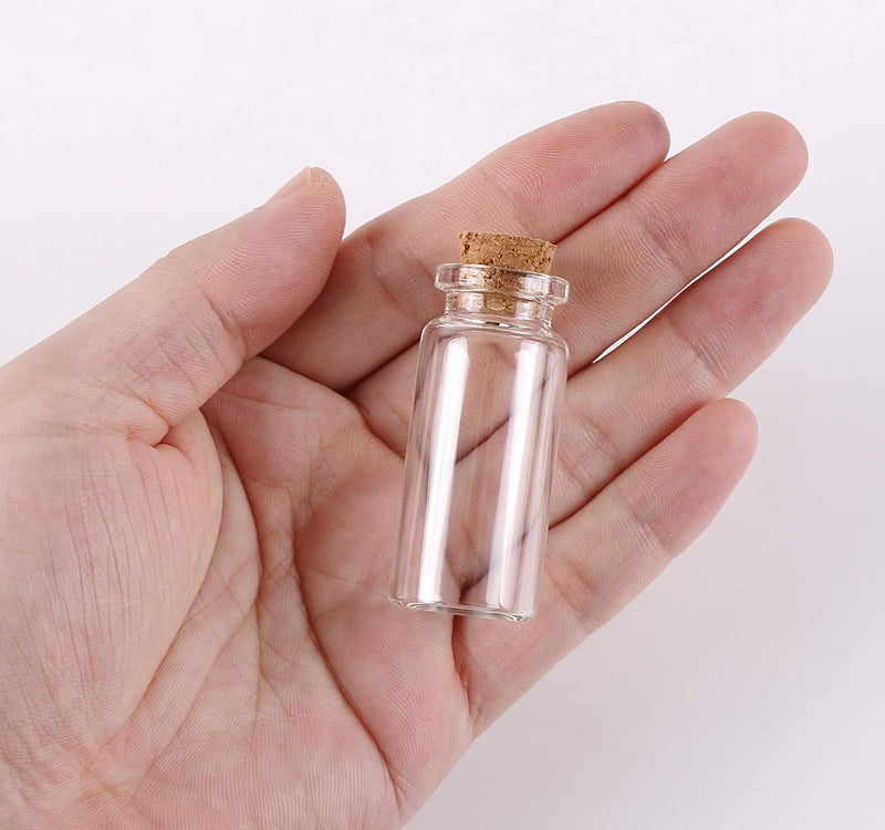 Maxmau 25Pcs Small Glass Bottles with Cork Stoppers DIY Art Craft Storage 10Ml Mini Glass Vials,Tiny Jars for Wedding Party Favors Home Decoration with Connection Accessories Twine Bell