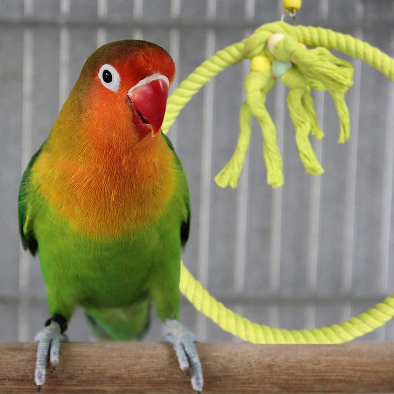 SIMENA Cotton Rope Bird Swing for Bird Cage, Hanging Bird Perch Parrot Toys, Bird Cage Accessories for Medium to Large Birds Including Parakeets, Cockatiels, Conures, Etc. (Large (9.5" Green) Animals & Pet Supplies > Pet Supplies > Bird Supplies > Bird Toys SIMENA   