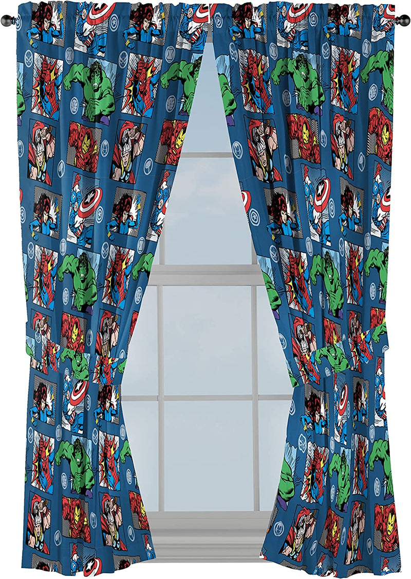 Jay Franco Marvel Avengers Fighting Team 6 Piece Bedroom Set- Includes Twin Bed Set & Window Drapes/Curtains - Super Soft Fade Resistant Microfiber Bedding (Official Marvel Product)