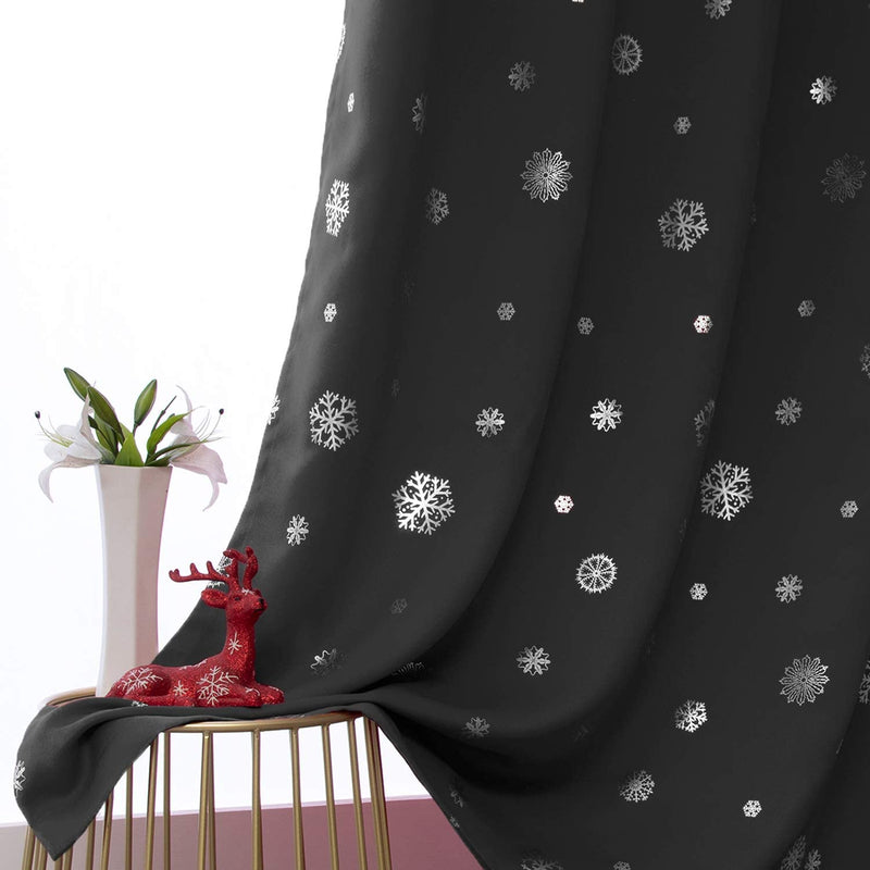 LORDTEX Snowflake Foil Print Christmas Curtains for Living Room and Bedroom - Thermal Insulated Blackout Curtains, Noise Reducing Window Drapes, 52 X 63 Inches Long, Dark Grey, Set of 2 Curtain Panels Home & Garden > Decor > Window Treatments > Curtains & Drapes LORDTEX Dark Grey 52 x 84 inch 