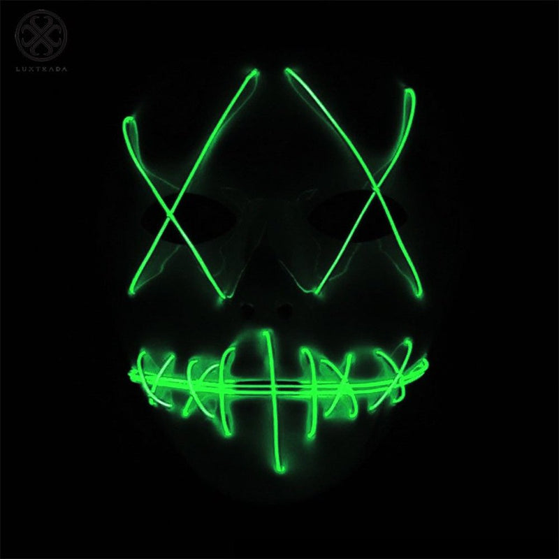 Luxtrada Halloween LED Glow Mask EL Wire Light up the Purge Movie Costume Party +AA Battery (Yellow) Apparel & Accessories > Costumes & Accessories > Masks Luxtrada Dark Green  
