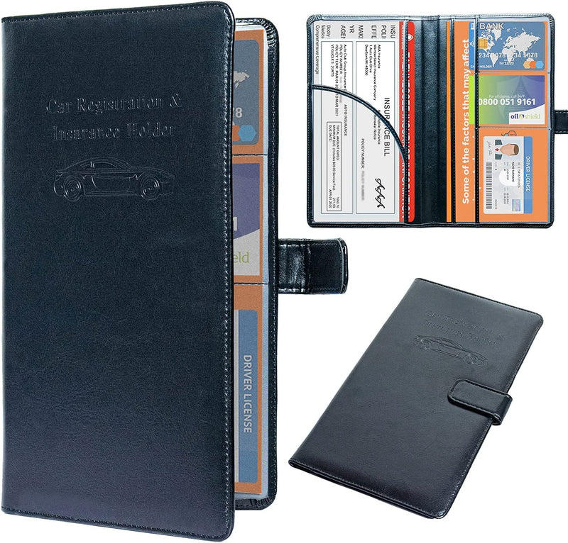 Dmluna Car Registration and Insurance Holder, Leather Vehicle Card Document Glove Box Organizer, Auto Truck Compartment Accessories for Essential Information, Driver License Cards, Glitter Rose Sporting Goods > Outdoor Recreation > Winter Sports & Activities DMLuna Black  