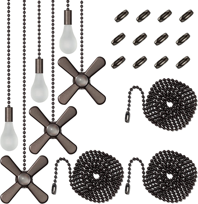 6 Combo Ceiling Fan Pull Chain Set ELFCAB Including Diameter 3Mm Beaded Ball Fan Pull Chain Pendant Extra 12Pcs Pull Loop Connectors 3Pcs 36Inches Extension Chains(Matte Black) Sporting Goods > Outdoor Recreation > Fishing > Fishing Rods ELFCAB Black  