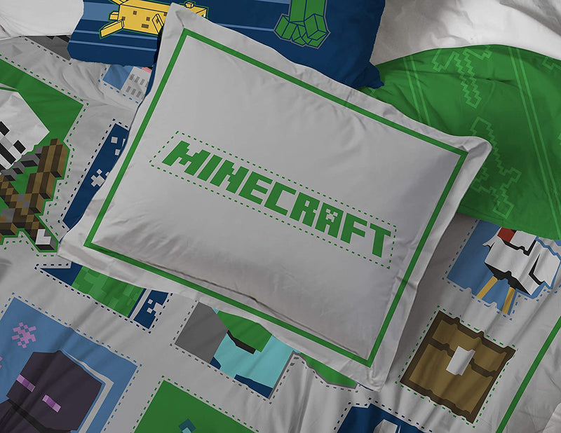 Jay Franco MINECRAFT Patchwork Mobs 7Pc Full Bed Set - Includes Comforter&Sheet Set-Bedding Features Creeper, Ghost, Zombie,&Enderman-Super Soft Fade Resistant Microfiber (Official Minecraft Product) Home & Garden > Linens & Bedding > Bedding Jay Franco & Sons, Inc.   