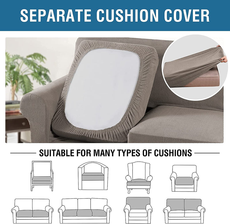 Taupe Sofa Covers for 3 Cushion Couch Bundles Loveseat Covers for 2 Cushion Couch Home & Garden > Decor > Chair & Sofa Cushions H.VERSAILTEX   