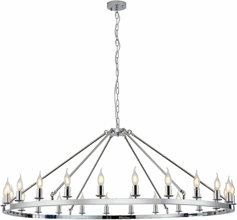 Hubrin Gold Wagon Wheel Chandelier, 20-Light 47 Inch, Farmhouse Industrial X- Large Chandelier Light Fixtures E12 Base Kitchen Island Light for Home Staircase Store (Sand Gold, 47" 20-Light) Home & Garden > Lighting > Lighting Fixtures > Chandeliers Hubrin Chrome 53" 24-Light 
