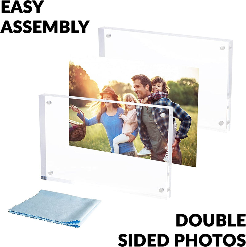 Simbalux Magnetic Acrylic Picture Photo Frame 4X6 Inches (3 Pack), Clear Glass Like, Double Sided Frameless Desktop Floating Display, Free Standing, Easy to Change Home & Garden > Decor > Picture Frames SimbaLux   