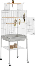 Topeakmart 53.5'' Iron Open Play Top Bird Cage with Stand & Perch for Small Birds Budgies Lovebirds Parakeets, Almond Animals & Pet Supplies > Pet Supplies > Bird Supplies Topeakmart Light Gray  