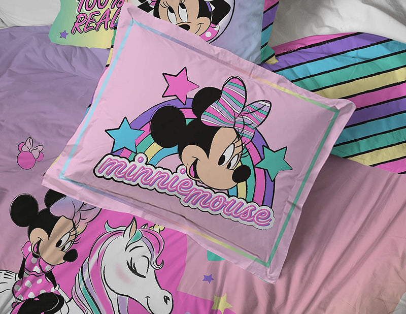 Jay Franco Disney Minnie Mouse Unicorn Dreams 5 Piece Twin Bed Set - Includes Reversible Comforter & Sheet Set Bedding - Super Soft Fade Resistant Microfiber - (Official Disney Product)