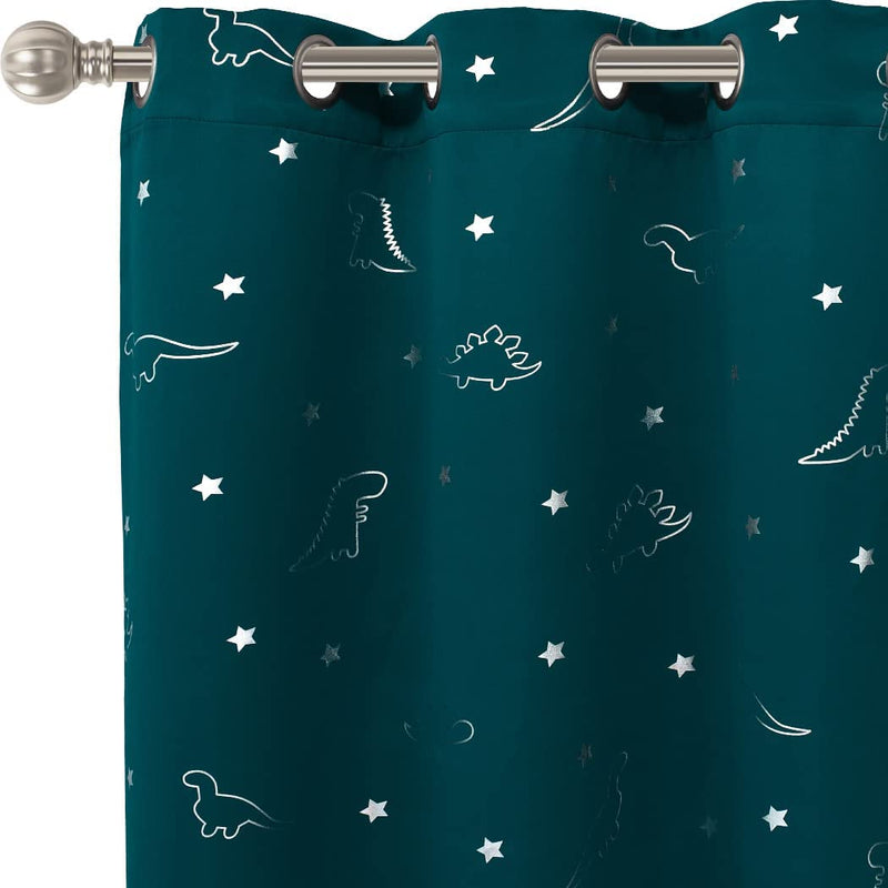 LORDTEX Dinosaur and Star Foil Print Blackout Curtains for Kids Room - Thermal Insulated Curtains Noise Reducing Window Drapes for Boys and Girls Bedroom, 42 X 84 Inch, Grey, Set of 2 Panels Home & Garden > Decor > Window Treatments > Curtains & Drapes LORDTEX Sapphire 42 x 84 inch 