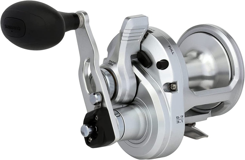 SHIMANO Speedmaster 2 Speed Lever Drag Saltwater Fishing Reel, Right Hand Retrieve Sporting Goods > Outdoor Recreation > Fishing > Fishing Reels SHIMANO Gear Ratio: 5.7:1 | Size: 16 Right  