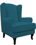 Easy-Going Stretch Wingback Chair Sofa Slipcover 2-Piece Sofa Cover Furniture Protector Couch Soft with Elastic Bottom, Spandex Jacquard Fabric Small Checks, Black Home & Garden > Decor > Chair & Sofa Cushions Easy-Going Peacock Blue  