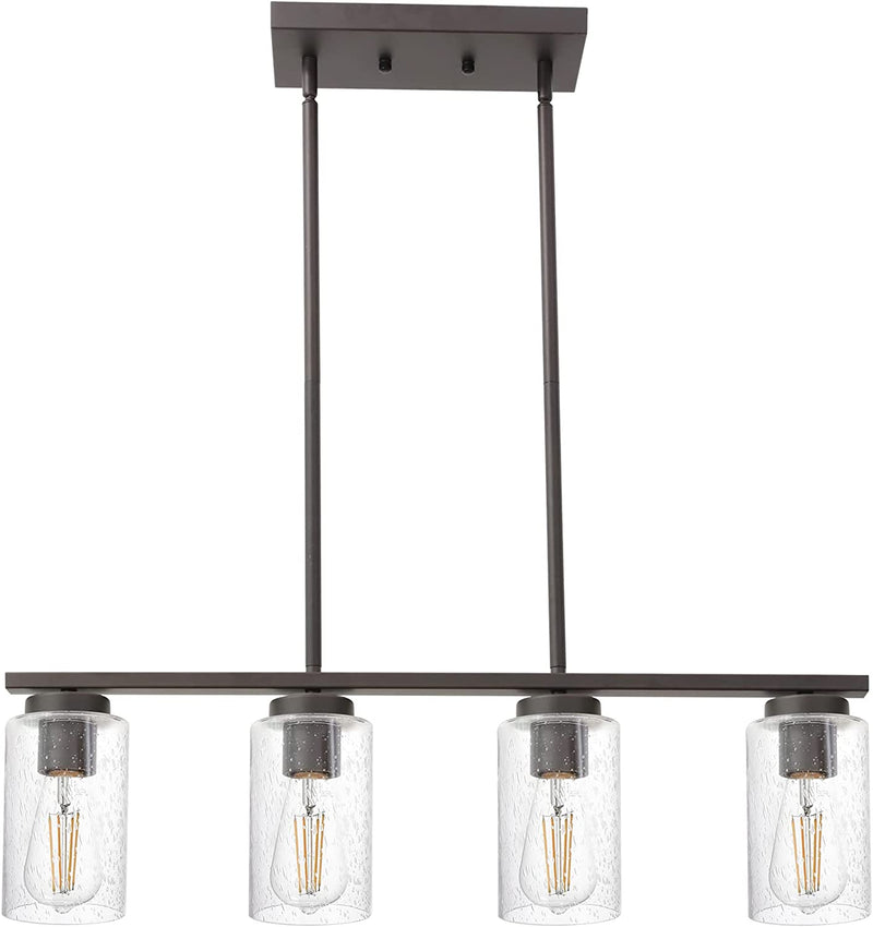 TODOLUZ 6-Lights Farmhouse Chandelier Island Lighting with Seeded Glass Shade, Modern Hanging Ceiling Light Fixtures for Kitchen Bar in Brushed Nickel Home & Garden > Lighting > Lighting Fixtures > Chandeliers TODOLUZ Oil-Rubbed Bronze 4-Lights 