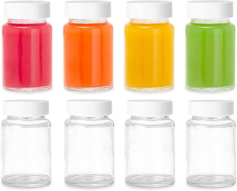 Ilyapa Glass Juice Shot Bottles Pack of 16-2Oz on the Go Beverage Storage Container with White Cap, Reusable, Leak Proof Home & Garden > Decor > Decorative Jars Ilyapa 8 2oz 