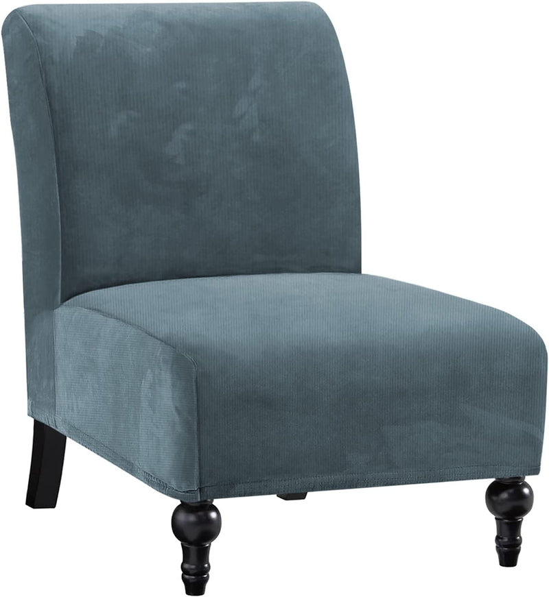Thick Striped Velvet 4 Piece Stretch Sofa Covers Couch Covers for 3 Cushion Couch Sofa Slipcovers (Base Cover plus 3 Cushion Covers) Feature Soft Stay in Place(3 Cushion: 72"-88", Grey) Home & Garden > Decor > Chair & Sofa Cushions H.VERSAILTEX Stone Blue Accent Chair 