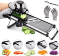 Masthome Professional Mandoline Slicer Stainless Steel Adjustable Blade,Food Cutter for Vegetable Fruit Cheese,Kitchen Food Blade Onion Cutter with Food Holder and Cut Resistant Glove Home & Garden > Kitchen & Dining > Kitchen Tools & Utensils Masthome 5 in 1 Mandoline Slicer  