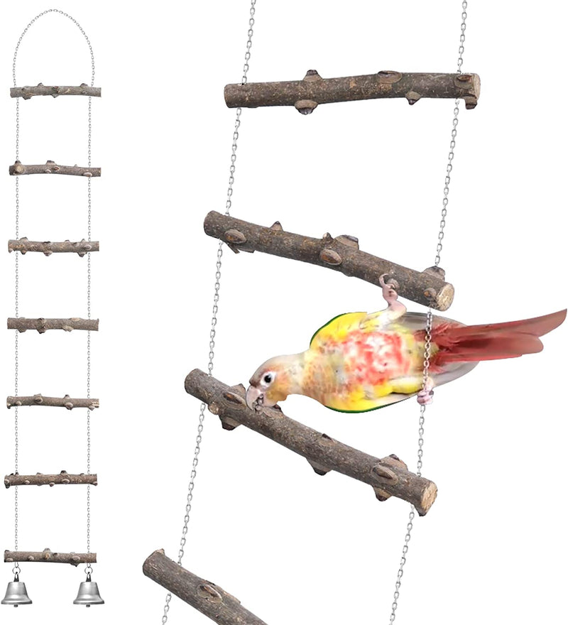 48 Inch 7-Step Adjustable Spacing Natural Wood Bird Perches Swings Ladders Bird Perch Stand Toy for Bird Parrots Entertainment Stress Relief Animals & Pet Supplies > Pet Supplies > Bird Supplies PPCLION Width 6 inch  