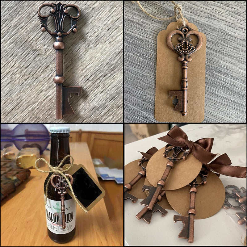 Key Bottle Openers - 50Pcs Vintage Skeleton Key Bottle Opener with Kraft Paper Gift Tags and Twine for Wedding Favors Antique Rustic Party Decoration, 10 Styles (Copper) Home & Garden > Kitchen & Dining > Barware XONOR   