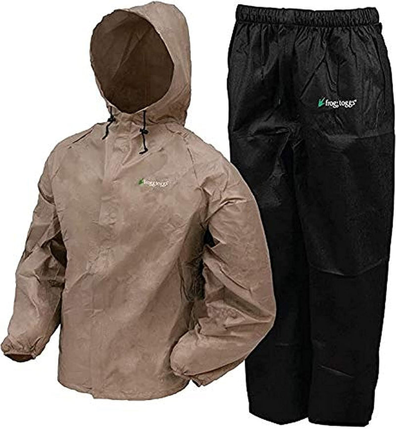 FROGG TOGGS Men'S Classic All-Sport Waterproof Breathable Rain Suit Sporting Goods > Outdoor Recreation > Winter Sports & Activities FROGG TOGGS Khaki/Black Pants Large 