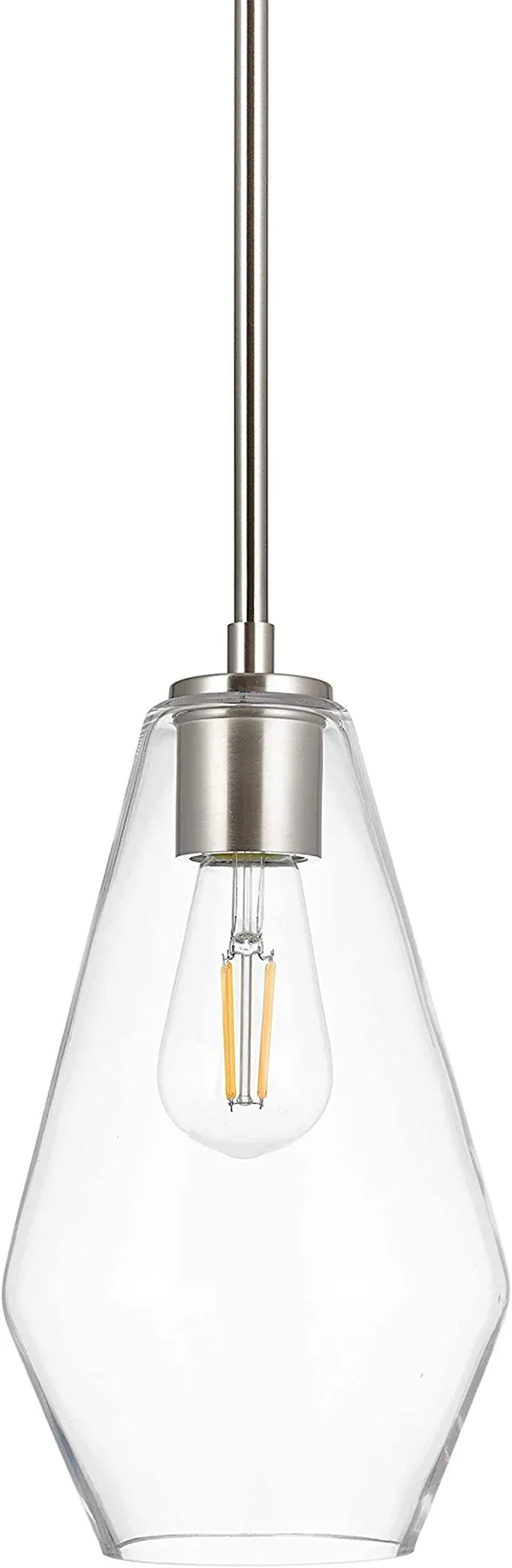 Linea Di Liara Macaria Modern Glass Farmhouse Pendant Lighting for Kitchen Island and over Sink Lighting Fixtures Matte Black Pendant Light Hanging Ceiling Light Angled Clear Glass Shade, UL Listed