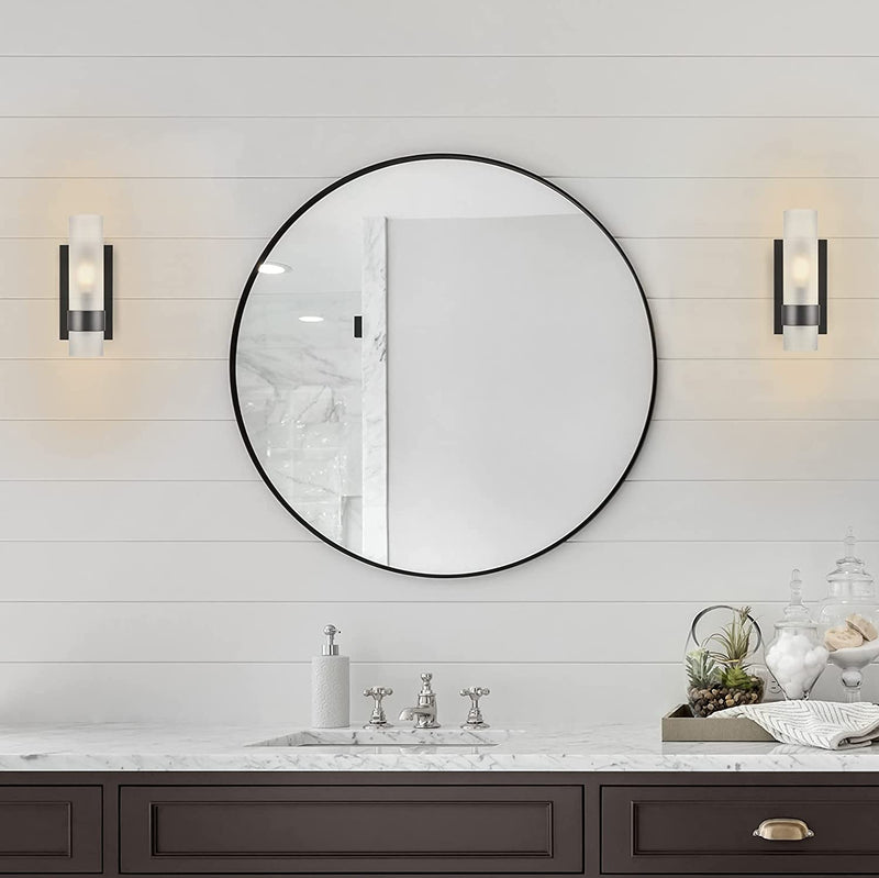 Linea Di Liara Teramo Farmhouse Matte Black Wall Sconce Wall Lighting Modern Bathroom Wall Sconces Wall Lights for Hallway and Bedroom Wall Sconce Lighting Fixture - Frosted Glass Shade Home & Garden > Lighting > Lighting Fixtures > Chandeliers Linea di Liara   