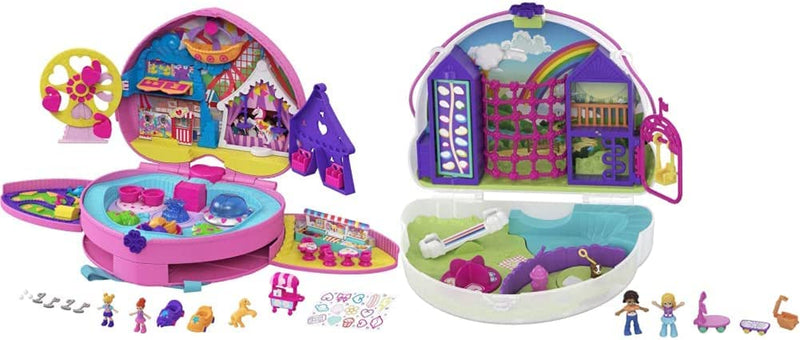 Polly Pocket Travel Toys, Backpack Compact Playset with 2 Micro Dolls and Accessories, Theme Park with Activities Sporting Goods > Outdoor Recreation > Winter Sports & Activities Mattel Backpack + Purse Compact  