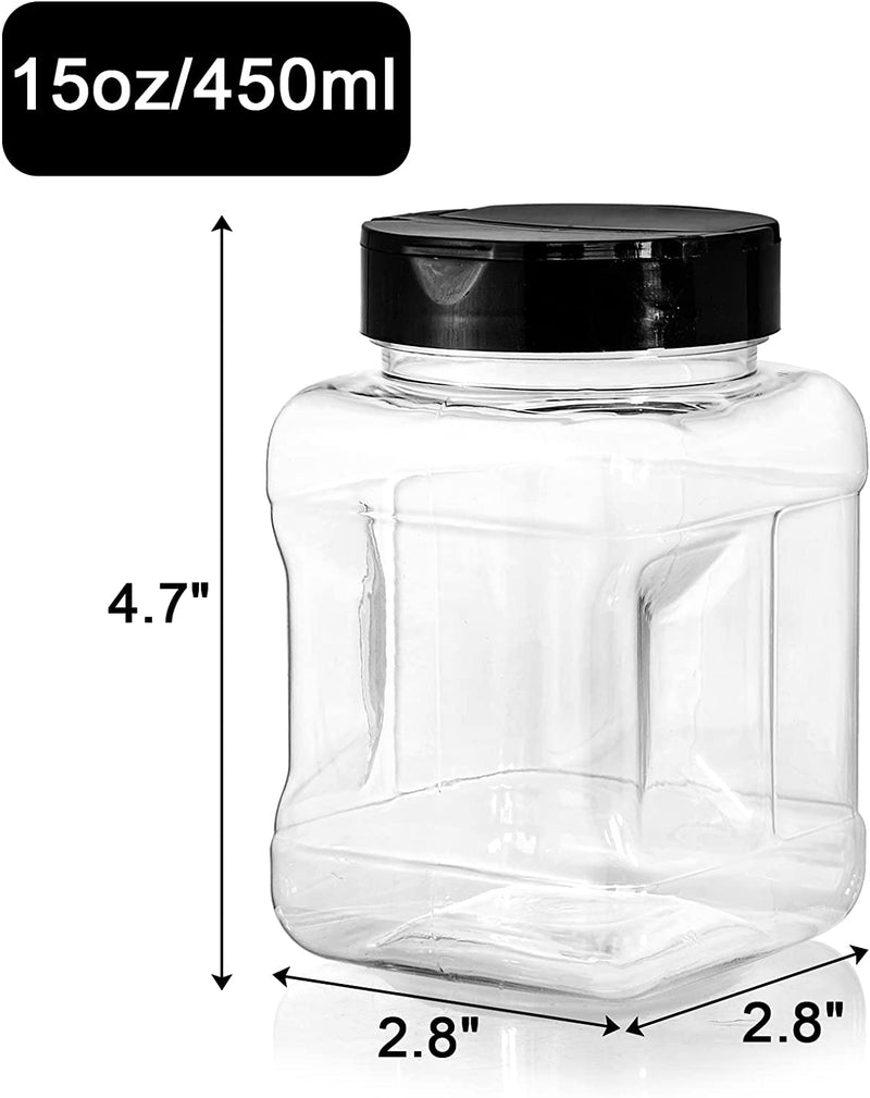 Hiceeden 12 Pack Clear Plastic Spice Jars with Shaker and Pourer Lids, 15 Oz Seasoning Bottles Refillable Storage Containers for Spice, Powders, Herbs and Dry Foods Home & Garden > Decor > Decorative Jars Hiceeden   
