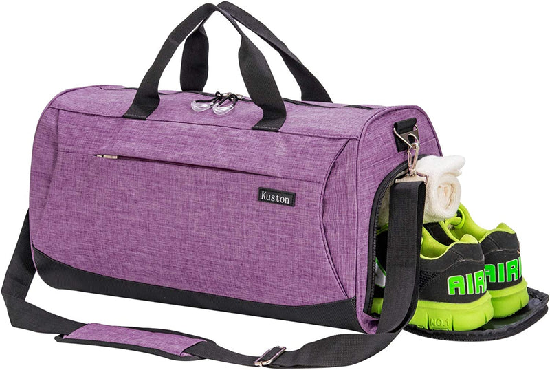 Kuston Sports Small Gym Bag for Men and Women Travel Duffel Bag Workout Bag with Shoes Compartment&Wet Pocket Home & Garden > Household Supplies > Storage & Organization Kuston purple M 