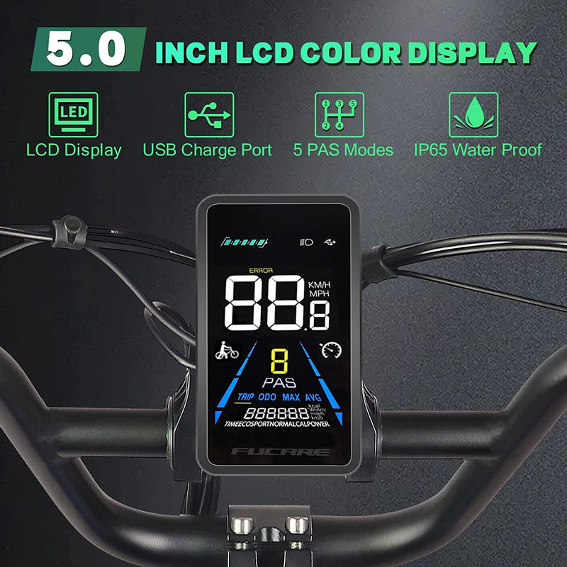 Fucare Electric Bike 750W Cruiser Bicycle with 32Mph 48V 20Ah Removable LG Lithium Battery 5.0" Color Display Shimano 7 Speed 20''X4.0 Fat Tire Electric Mountain Snow Commuter Road Ebike for Adult Sporting Goods > Outdoor Recreation > Cycling > Bicycles Xiaohe Electric Technology (Tianjin)Co,LTD   