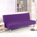 Solid Colour Armless Sofa Bed Cover Polyester Spandex Stretch Futon Slipcover 3 Seater Elastic Full Folding Couch Sofa Cover Fits Folding Sofa Bed without Armrests 80" X 50" in (Gray) Home & Garden > Decor > Chair & Sofa Cushions Homonic Purple  